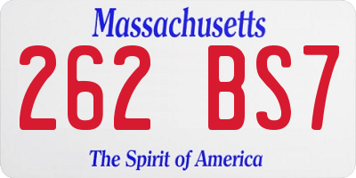 MA license plate 262BS7