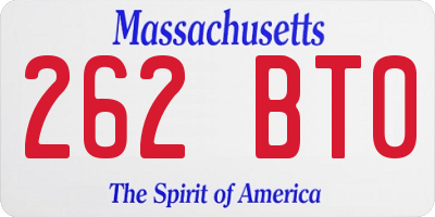 MA license plate 262BT0