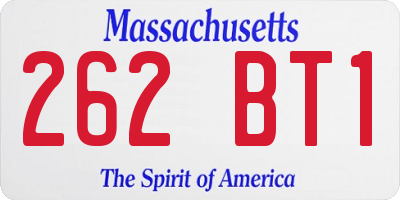 MA license plate 262BT1