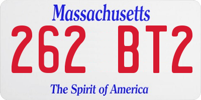 MA license plate 262BT2