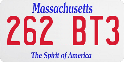 MA license plate 262BT3