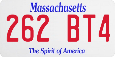 MA license plate 262BT4