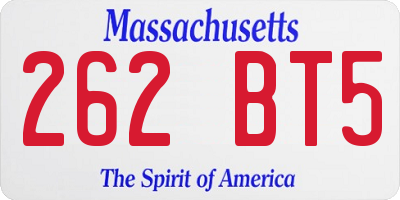 MA license plate 262BT5