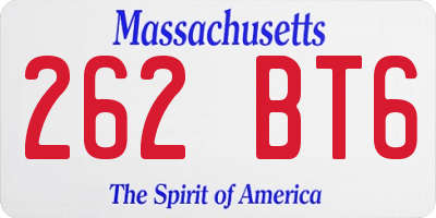 MA license plate 262BT6