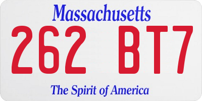 MA license plate 262BT7