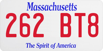 MA license plate 262BT8