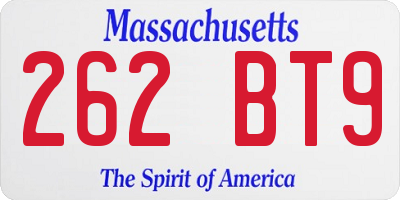 MA license plate 262BT9