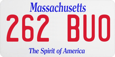 MA license plate 262BU0