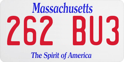 MA license plate 262BU3