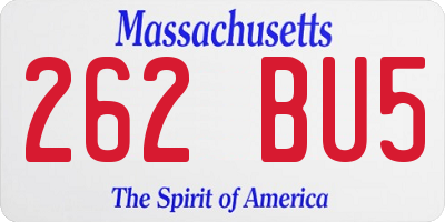 MA license plate 262BU5