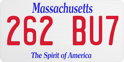 MA license plate 262BU7