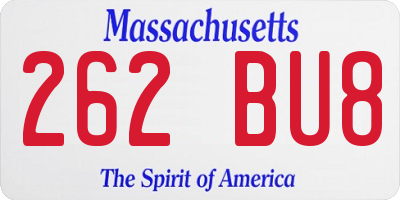 MA license plate 262BU8