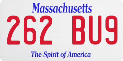 MA license plate 262BU9