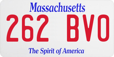 MA license plate 262BV0