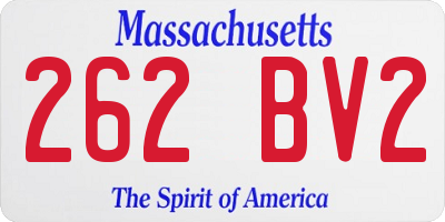 MA license plate 262BV2