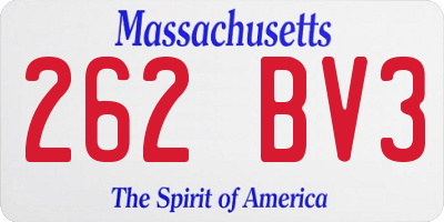 MA license plate 262BV3