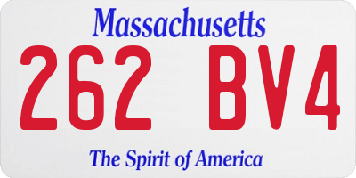 MA license plate 262BV4