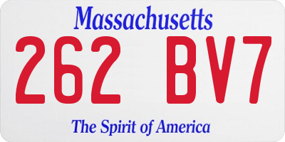 MA license plate 262BV7