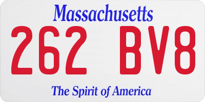 MA license plate 262BV8