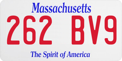 MA license plate 262BV9