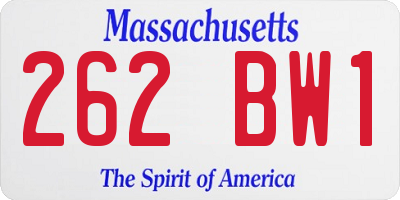 MA license plate 262BW1