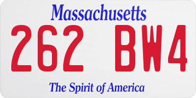 MA license plate 262BW4