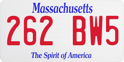 MA license plate 262BW5