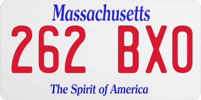 MA license plate 262BX0