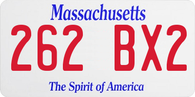 MA license plate 262BX2