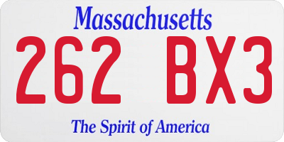 MA license plate 262BX3