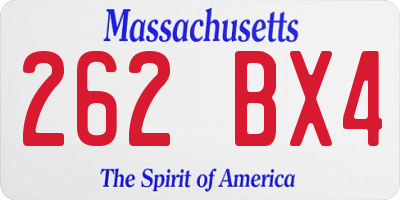 MA license plate 262BX4