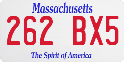 MA license plate 262BX5