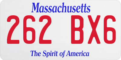 MA license plate 262BX6