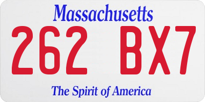 MA license plate 262BX7