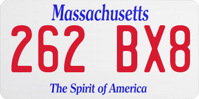 MA license plate 262BX8