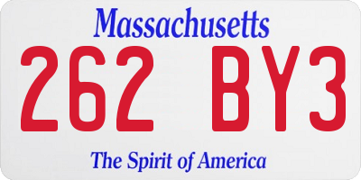 MA license plate 262BY3