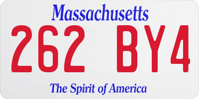 MA license plate 262BY4