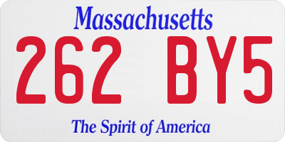 MA license plate 262BY5