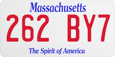 MA license plate 262BY7