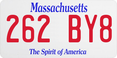 MA license plate 262BY8