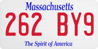 MA license plate 262BY9