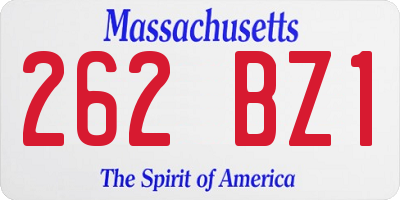 MA license plate 262BZ1