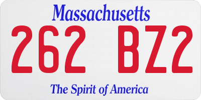 MA license plate 262BZ2