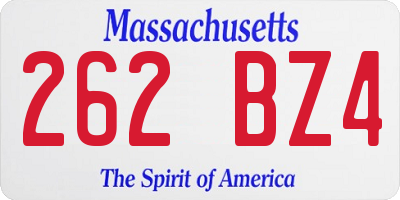MA license plate 262BZ4