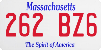 MA license plate 262BZ6