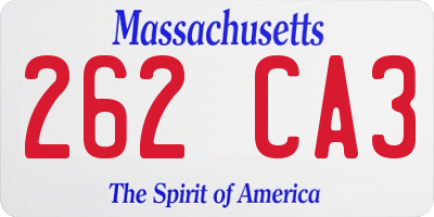 MA license plate 262CA3
