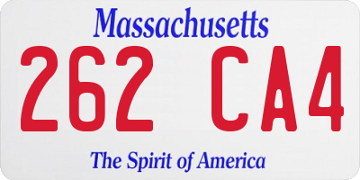 MA license plate 262CA4