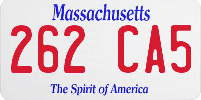 MA license plate 262CA5