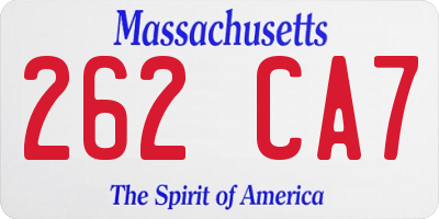 MA license plate 262CA7
