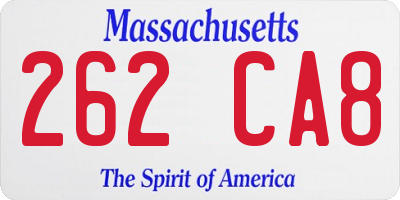 MA license plate 262CA8